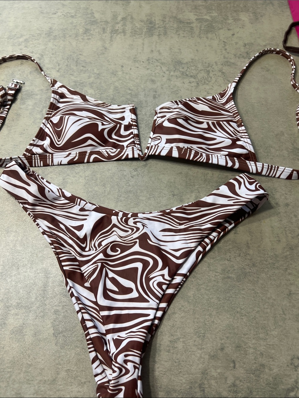 Women’s Brown & White Swirl Bikini Set